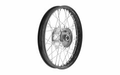 Speichenrad 1,5x16 Zoll - Alufelge schwarz eloxiert mit Edelstahlspeichen und Tuning-Radnabe - Simson
