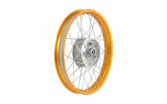 Speichenrad 1,6x16 Zoll - Alufelge orange eloxiert  mit Chromspeichen  - Simson