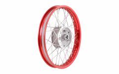 Speichenrad 1,6x16 Zoll - Alufelge rot eloxiert mit Chromspeichen - Simson